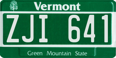 VT license plate ZJI641