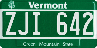 VT license plate ZJI642