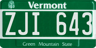 VT license plate ZJI643