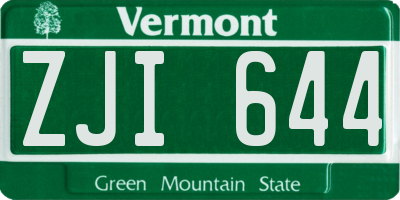 VT license plate ZJI644