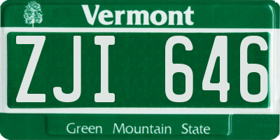 VT license plate ZJI646
