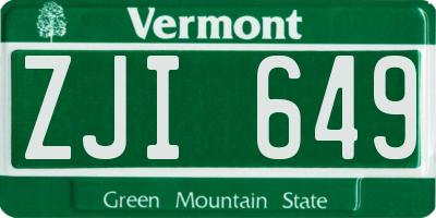 VT license plate ZJI649