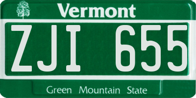 VT license plate ZJI655