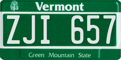 VT license plate ZJI657