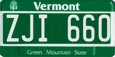 VT license plate ZJI660