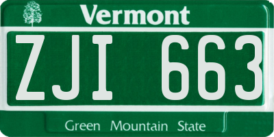 VT license plate ZJI663