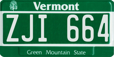VT license plate ZJI664