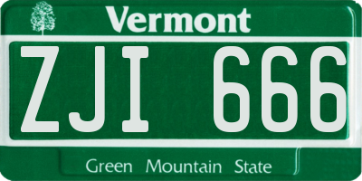 VT license plate ZJI666