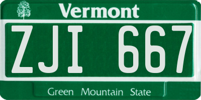 VT license plate ZJI667