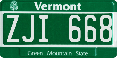 VT license plate ZJI668