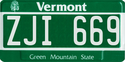 VT license plate ZJI669