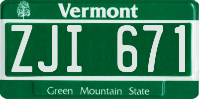 VT license plate ZJI671