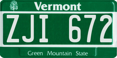 VT license plate ZJI672