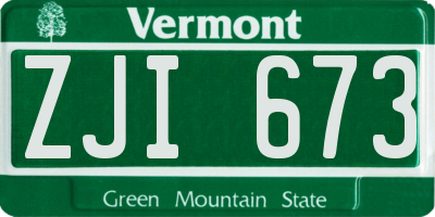 VT license plate ZJI673