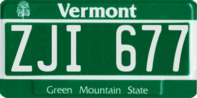 VT license plate ZJI677