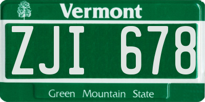 VT license plate ZJI678