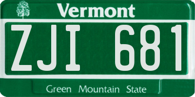 VT license plate ZJI681
