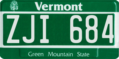 VT license plate ZJI684