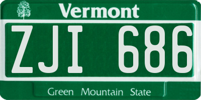 VT license plate ZJI686