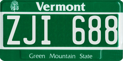 VT license plate ZJI688