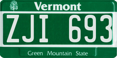 VT license plate ZJI693