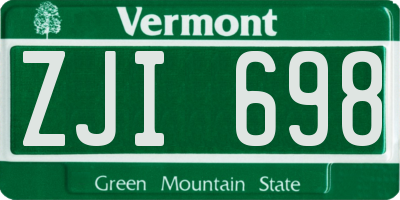 VT license plate ZJI698