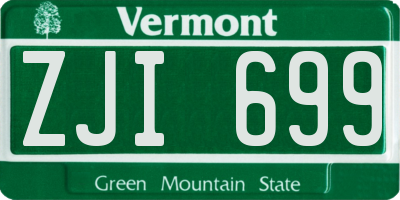 VT license plate ZJI699