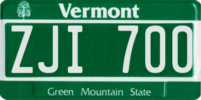VT license plate ZJI700