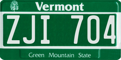 VT license plate ZJI704