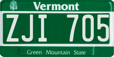 VT license plate ZJI705
