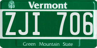 VT license plate ZJI706