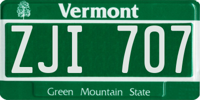 VT license plate ZJI707