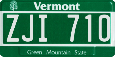VT license plate ZJI710