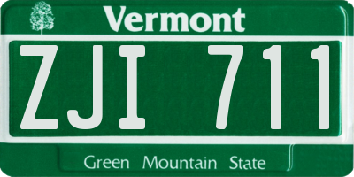 VT license plate ZJI711