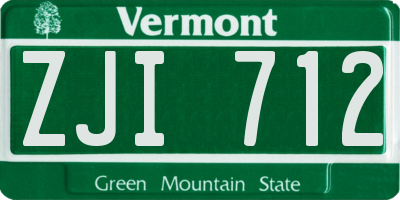 VT license plate ZJI712