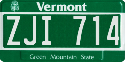 VT license plate ZJI714