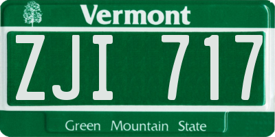 VT license plate ZJI717