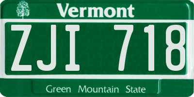VT license plate ZJI718