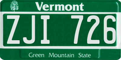 VT license plate ZJI726