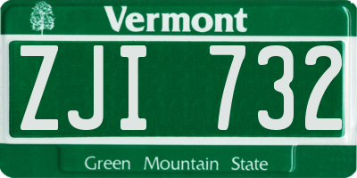 VT license plate ZJI732