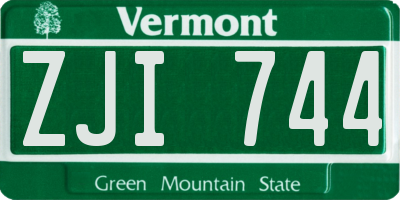 VT license plate ZJI744