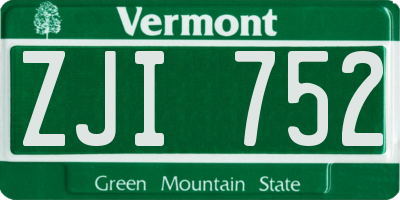 VT license plate ZJI752