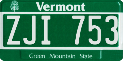 VT license plate ZJI753