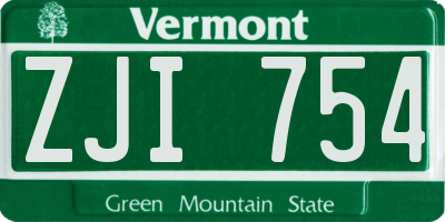 VT license plate ZJI754