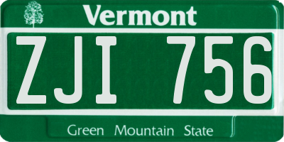 VT license plate ZJI756