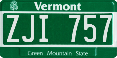 VT license plate ZJI757