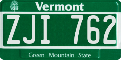 VT license plate ZJI762