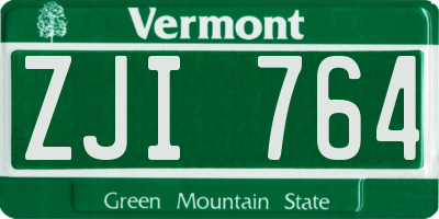 VT license plate ZJI764