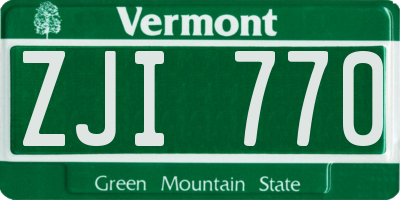 VT license plate ZJI770