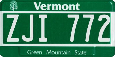 VT license plate ZJI772